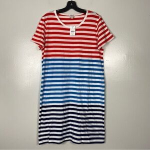 J Crew Factory Short-sleeve mixed-stripe T-shirt dress sz M